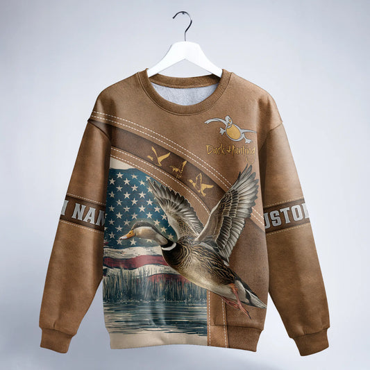 Patriotic Duck Hunting Sweatshirt Personalized - The Deerly