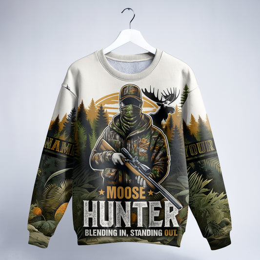 Moose Hunter Camo Sweatshirt Personalized - The Deerly