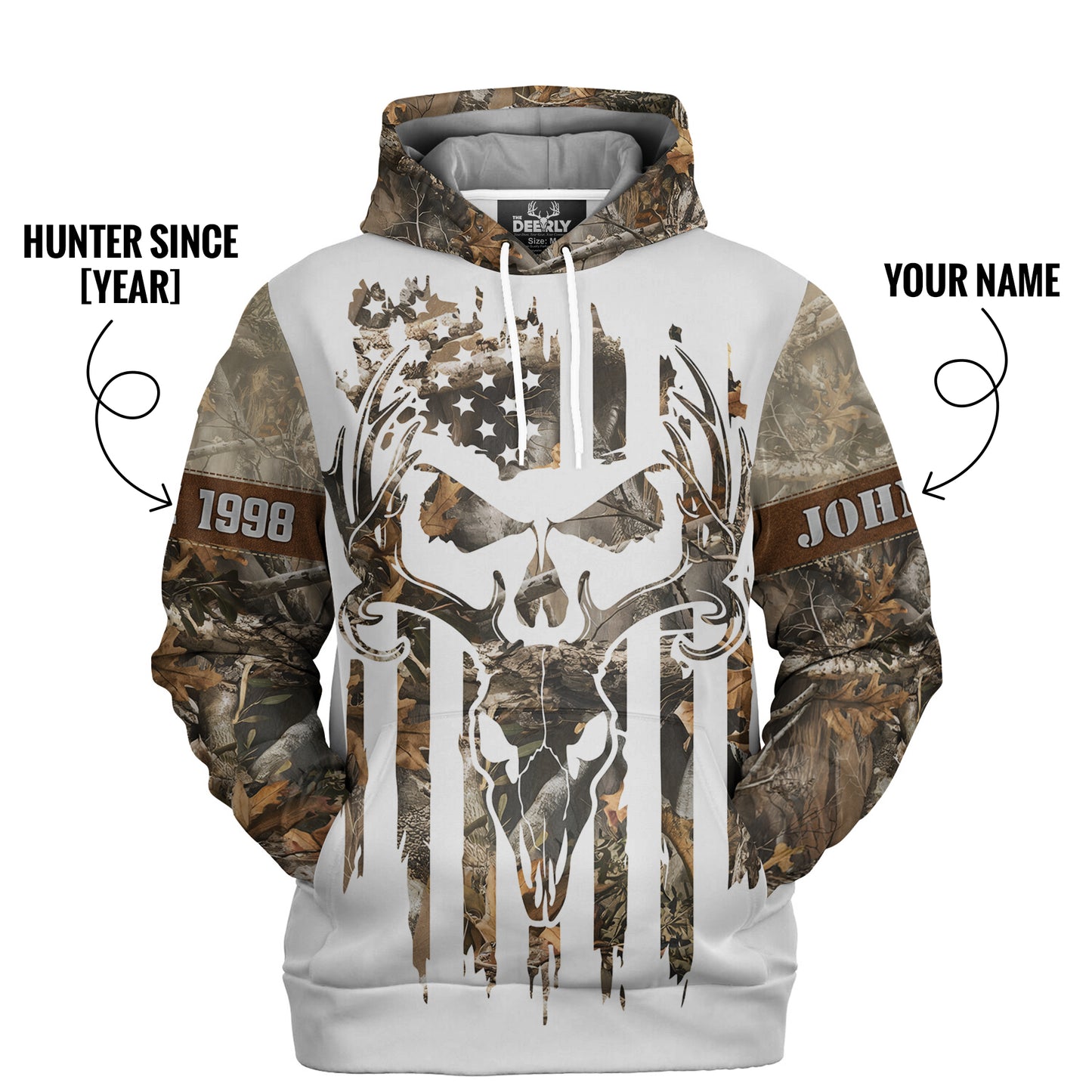 Born to Hunt Deer Skull Camo Hoodie - US Flag Outdoor Gear