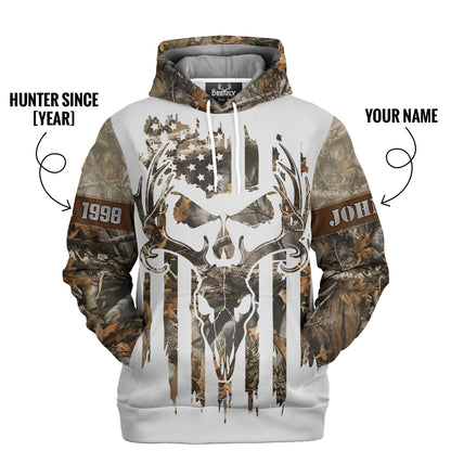 Born to Hunt Deer Skull Camo Hoodie - US Flag Outdoor Gear