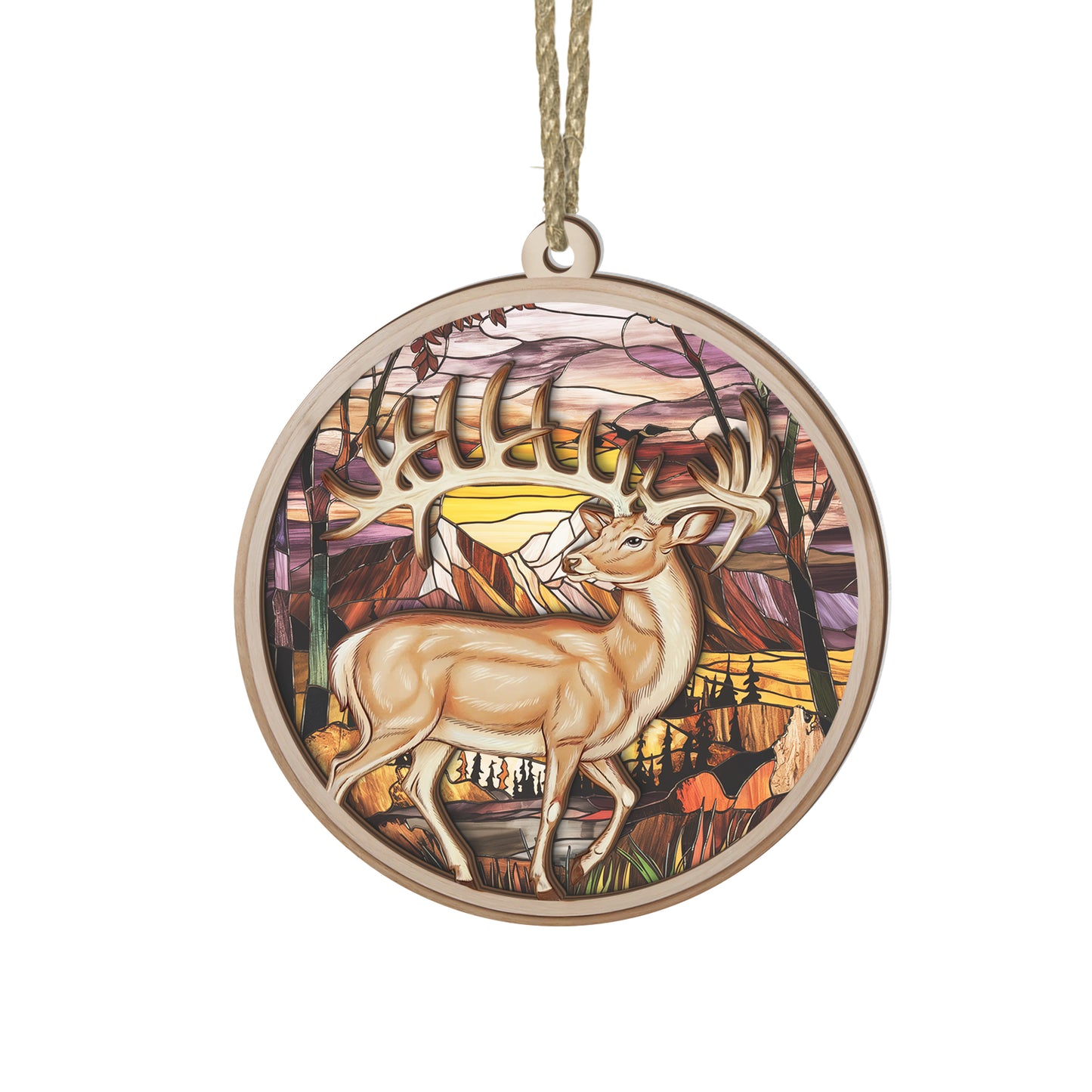 Majestic Deer Stained Glass Suncatcher Ornament