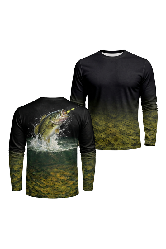 Performance Fishing Long Sleeve - Midnight Bass Strike - TBT48
