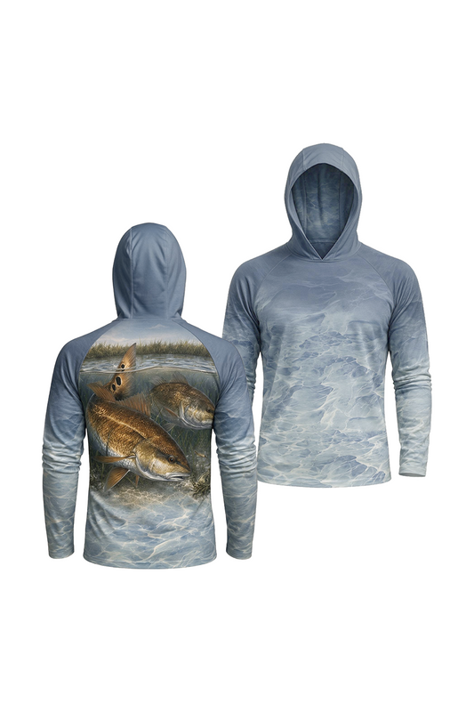 AirLite Fishing Sun Hoodie - Grass Flat Redfish