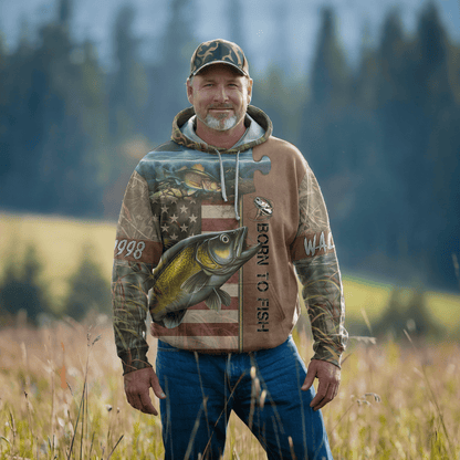 Walleye American Patriot Personalized Hoodie