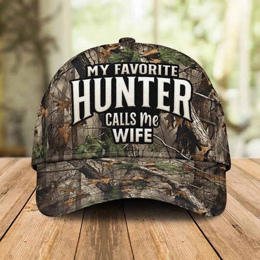 Premium Camo Hat - My Favorite Hunter Calls Me Wife - The Deerly