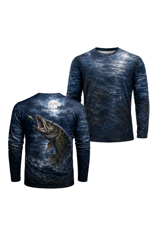 Performance Fishing Long Sleeve - Moonlit Midnight Pike - TBT130