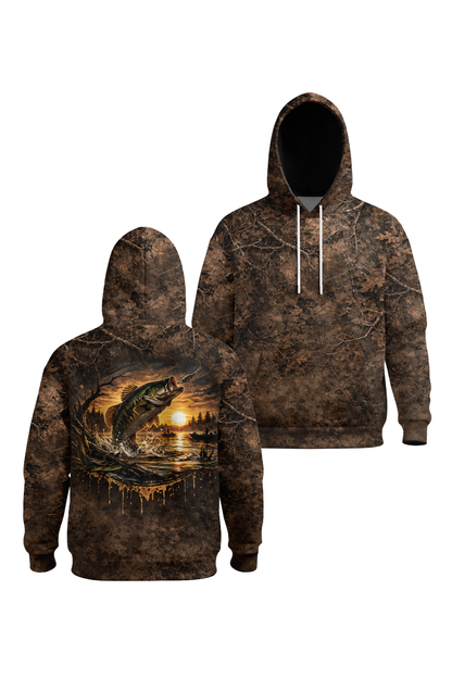 Performance Hunting Fleece-Lined Hoodie - Sunset Bass Strike – BL9X