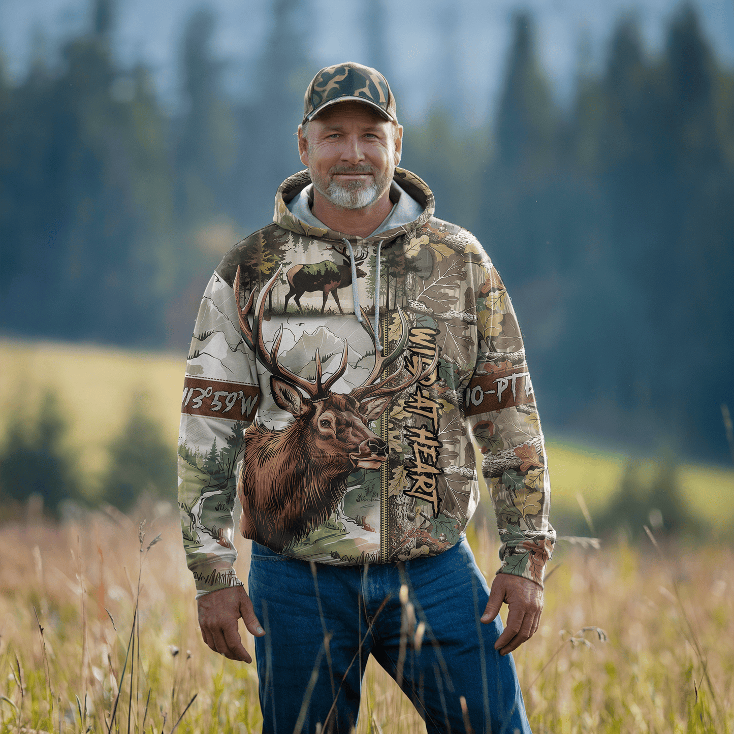 Trophy Elk Hunter Personalized Zip Hoodie