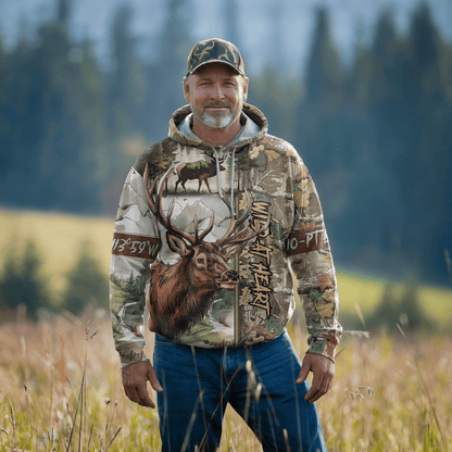 Trophy Elk Hunter Personalized Zip Hoodie
