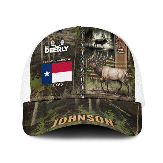 Personalized Elk Hunting American Flag Mesh Trucker Cap - The Deerly