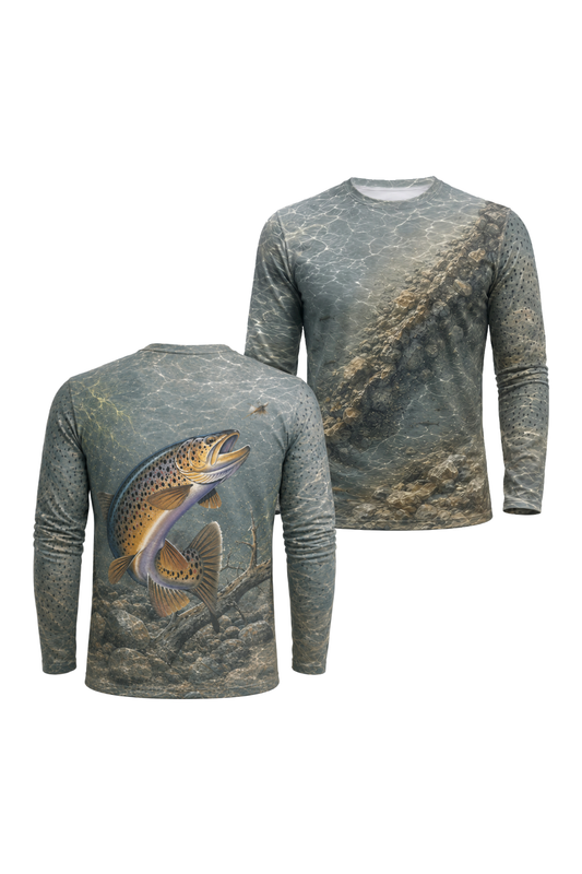 Performance Fishing Long Sleeve - Ozark Current Crown Brown - AOF81