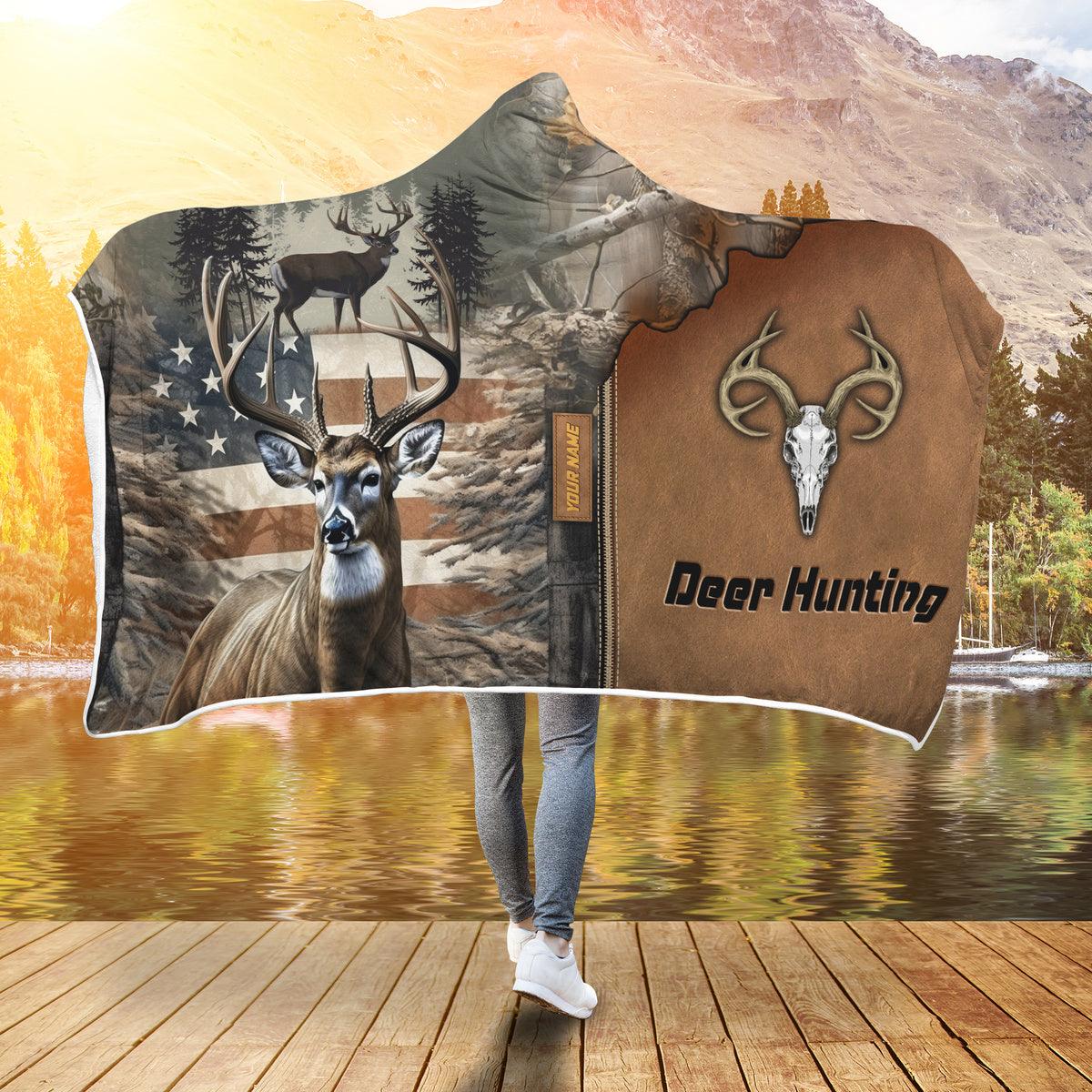 Deer Hunting American Flag Hooded Blanket - The Deerly