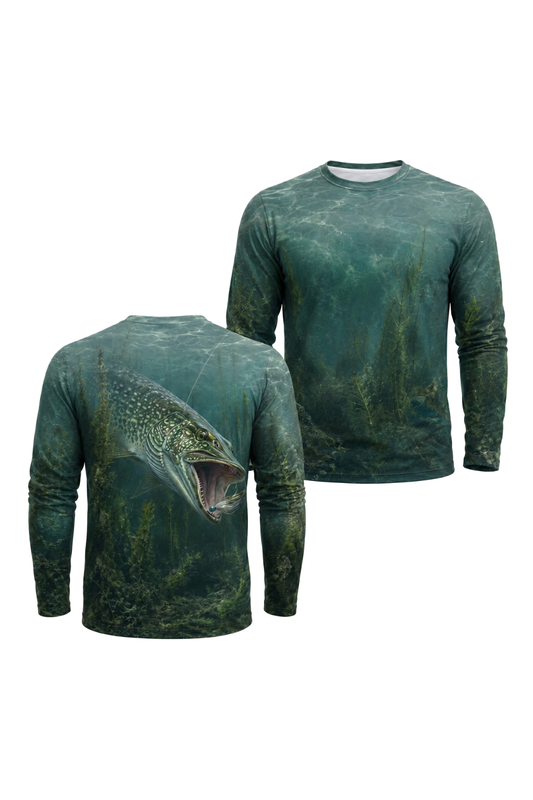 Performance Fishing Long Sleeve -  Blue Strike Pike - AOF35
