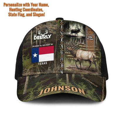 Personalized Elk Hunting American Flag Mesh Trucker Cap - The Deerly