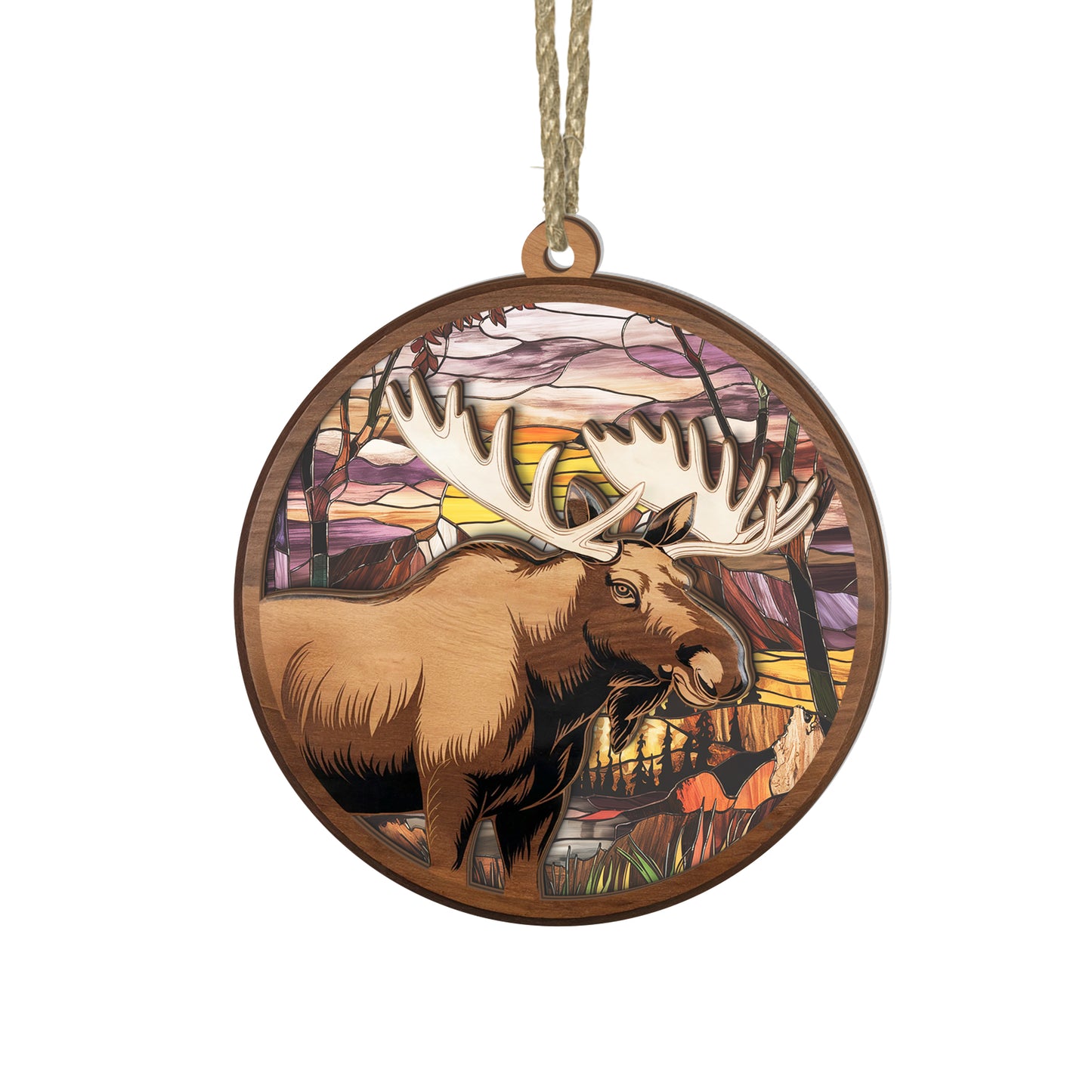 Moose Majesty Suncatcher Ornament – Stained Glass Wildlife Charm