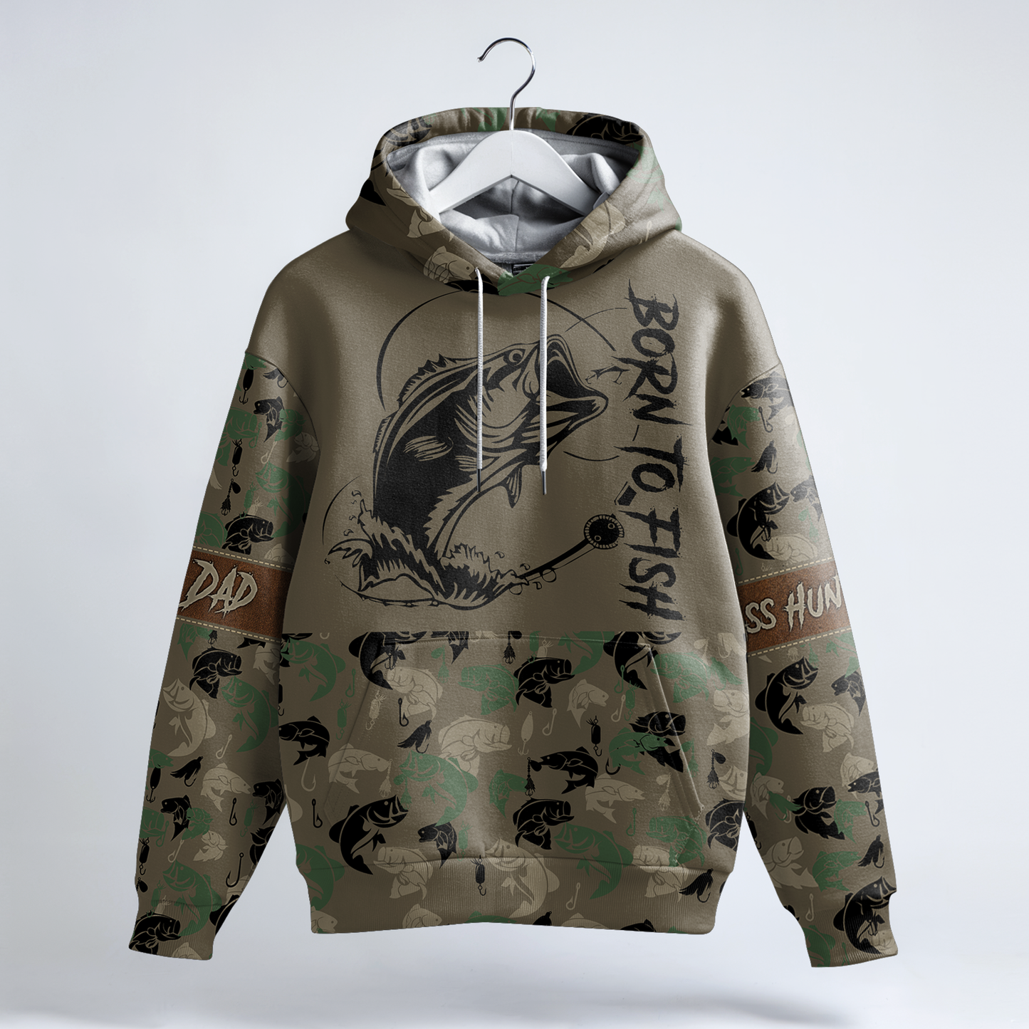 Bass Angler Personalized Camo Hoodie