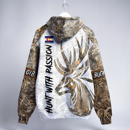 State Pride Buck Hunter Personalized Hoodie