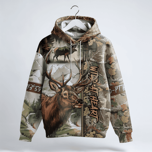 Trophy Elk Hunter Personalized Zip Hoodie