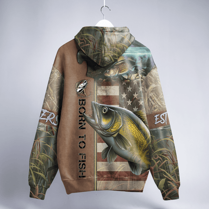 Walleye American Patriot Personalized Zip Hoodie
