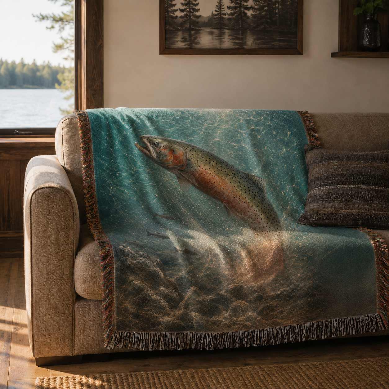 Wild Lahontan Trout Woven Lodge Throw
