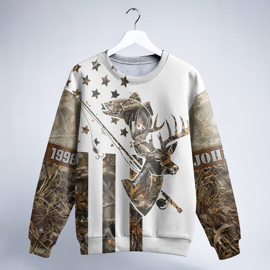 Camo Deer & Bass Sweatshirt – Personalized Comfort for the Outdoors