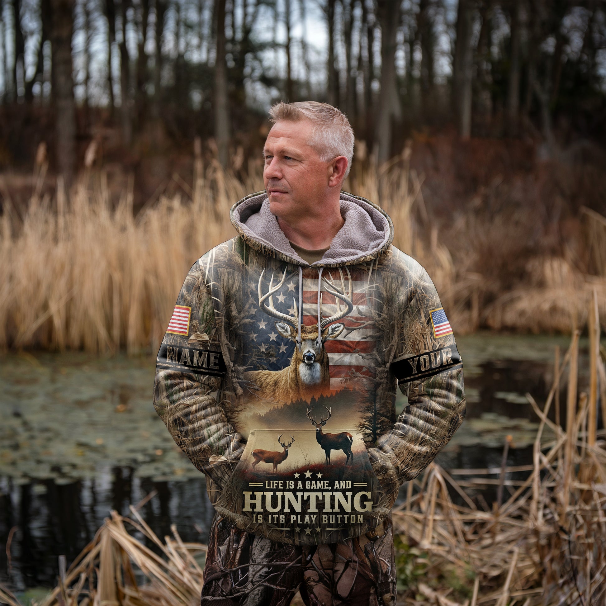 Life is a Game: Hunting Hoodie Personalized - The Deerly