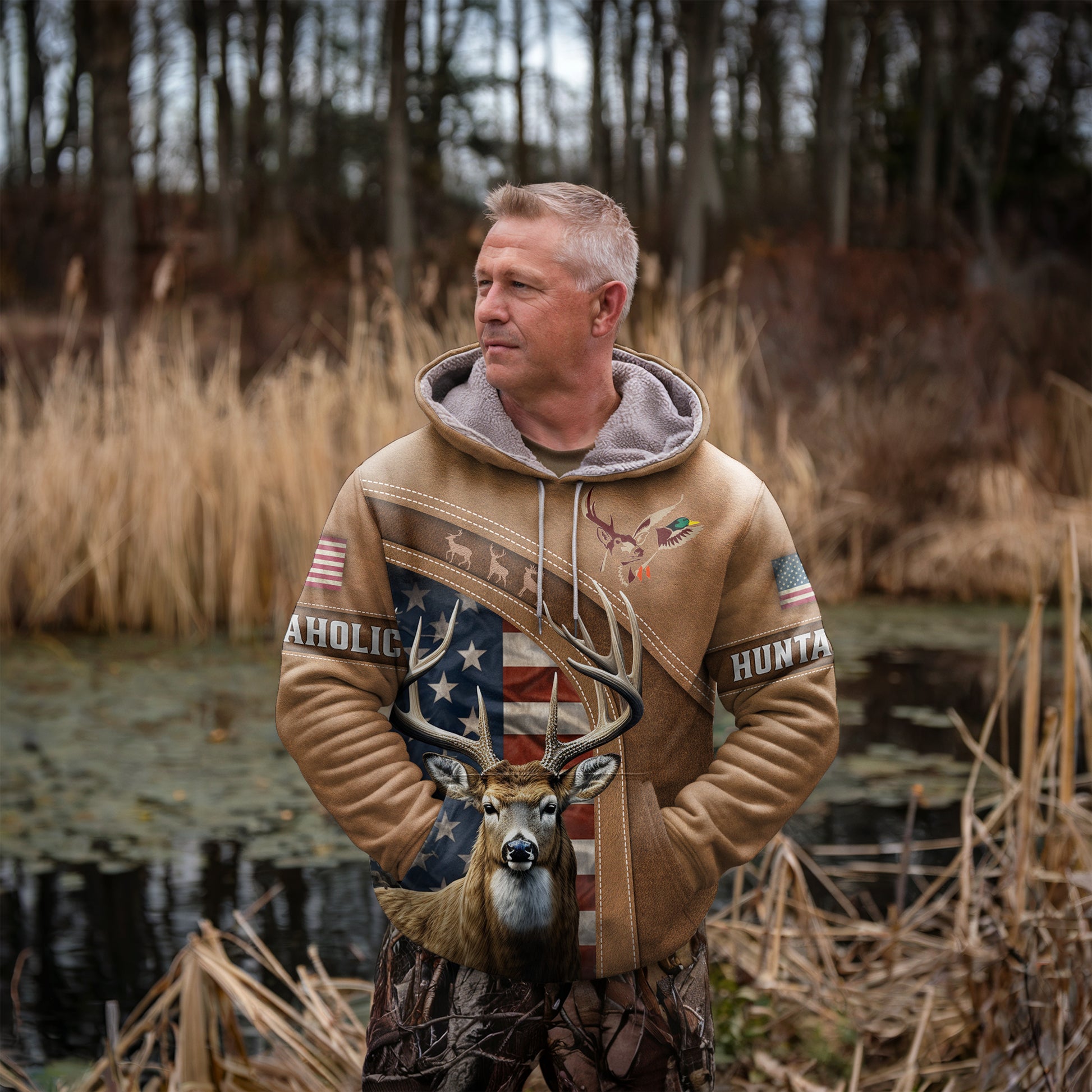 Patriotic Buck Hunter Hoodie - American Heritage - The Deerly