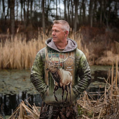 Elk Majesty Camo Hoodie - Born to Hunt - The Deerly