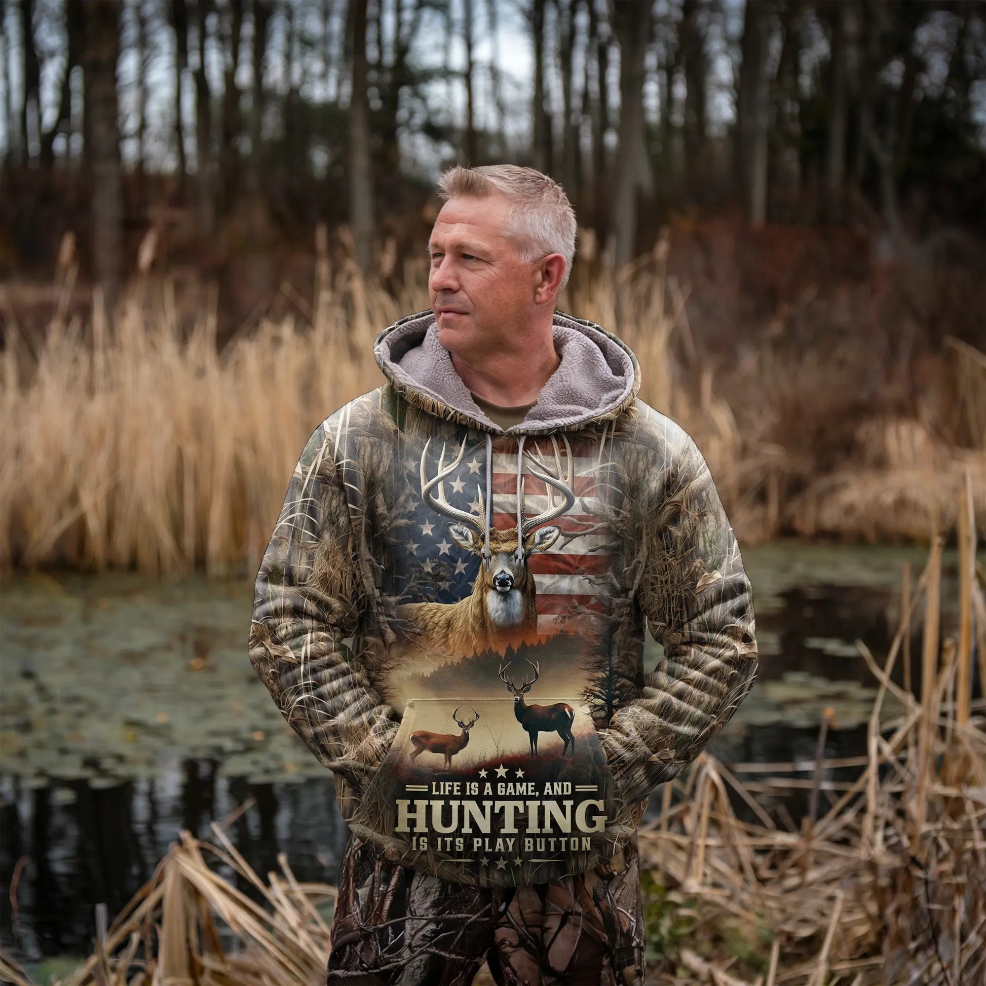 Life is a Game: American Deer Hunting Hoodie - The Deerly