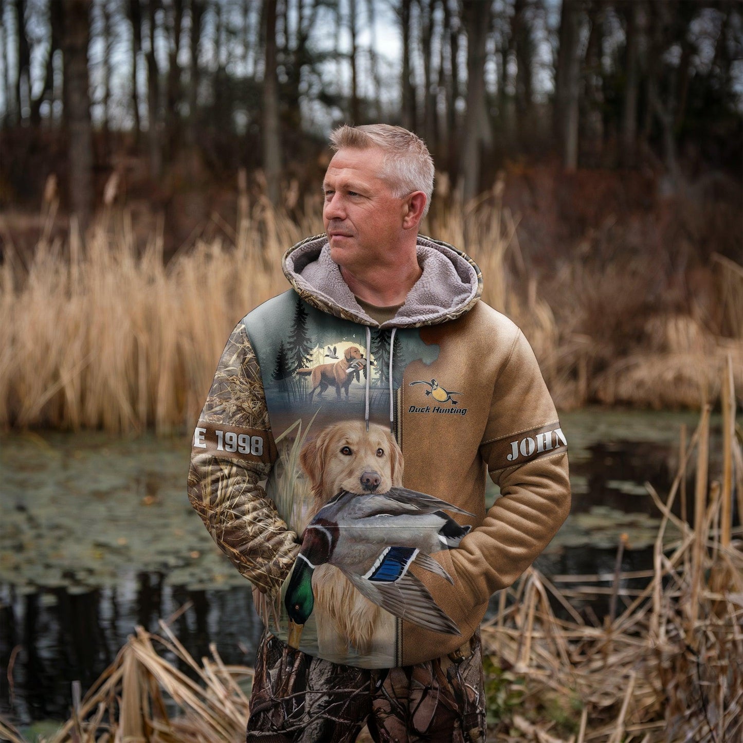 Golden Retriever Duck Hunter Hoodie Personalized - The Deerly