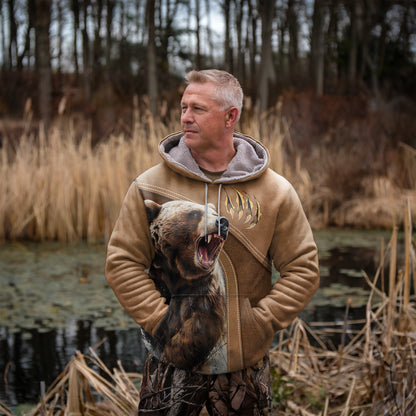 Wild Grizzly Bear Hoodie - Roar of the Wilderness - The Deerly