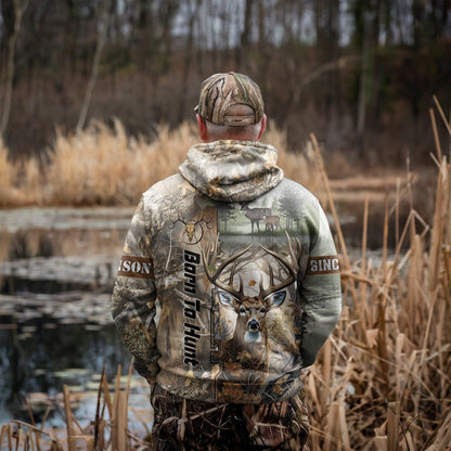 Born to Hunt: Woodland Deer Hoodie Personalized - The Deerly