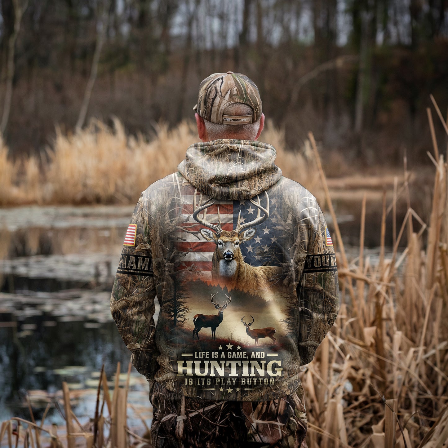 Life is a Game: Hunting Zip Hoodie Personalized - The Deerly