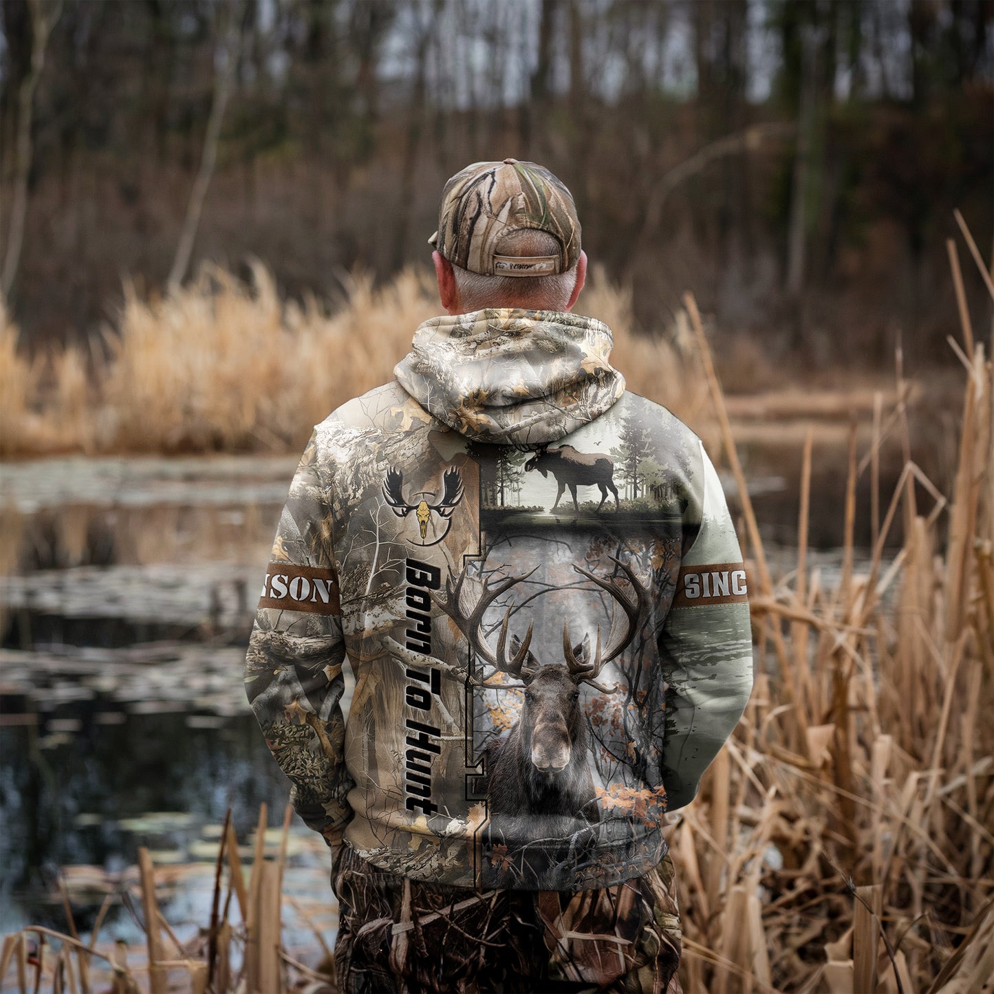 Born to Hunt: Majestic Moose Zip Hoodie Personalized - The Deerly