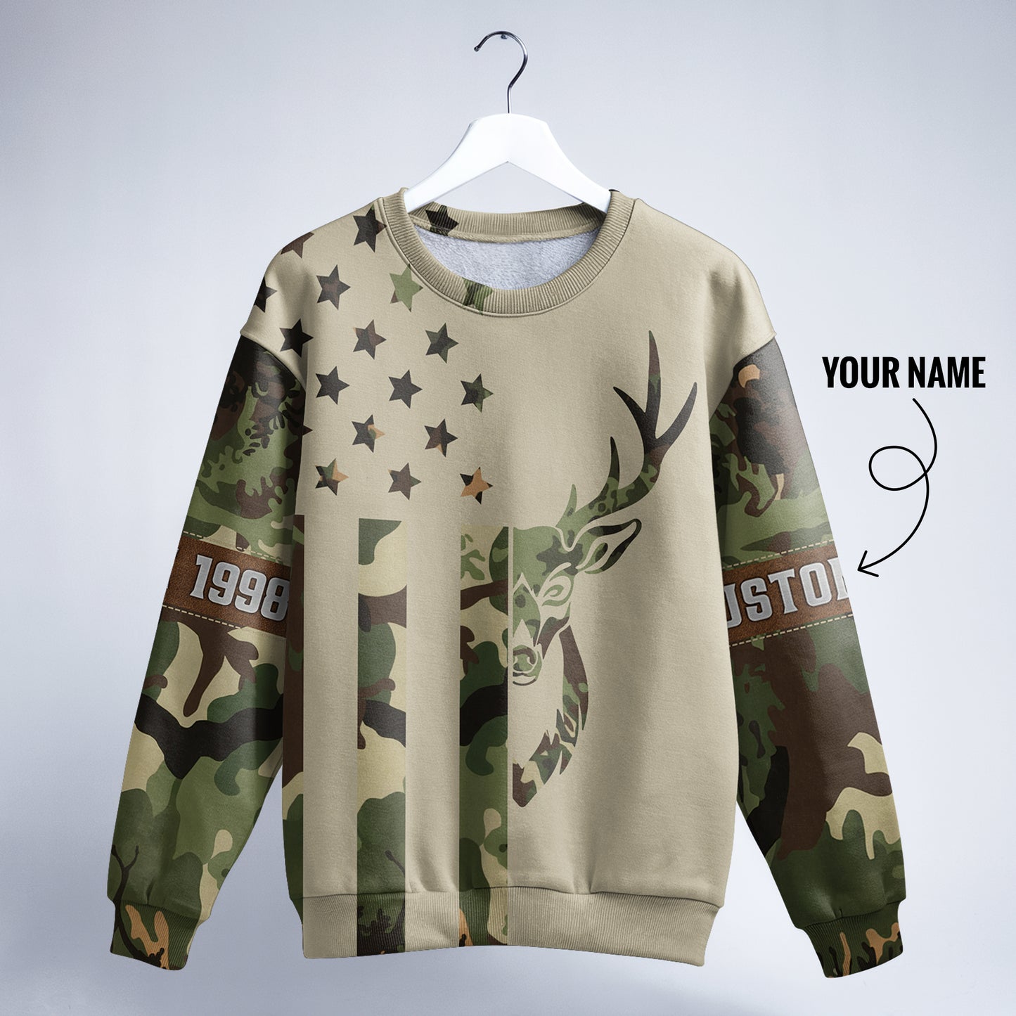 Personalized Camo Deer Hunting Sweatshirt – Honor the Hunt