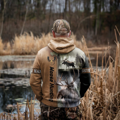 Majestic Moose Hunter Hoodie Personalized - The Deerly