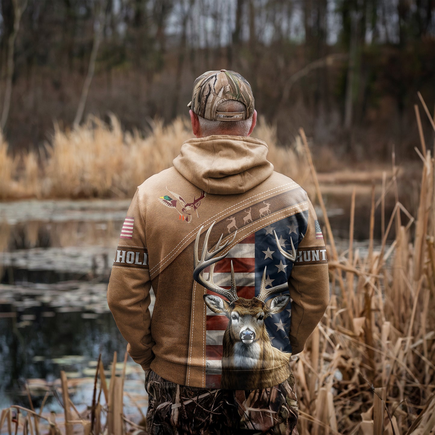 Patriotic Buck Hunter Hoodie - American Heritage - The Deerly