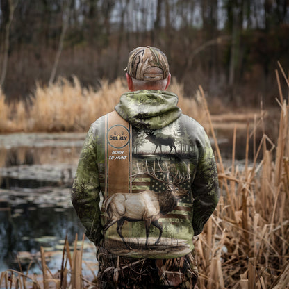 Elk Hunter Camo Hoodie - Born to Hunt - The Deerly