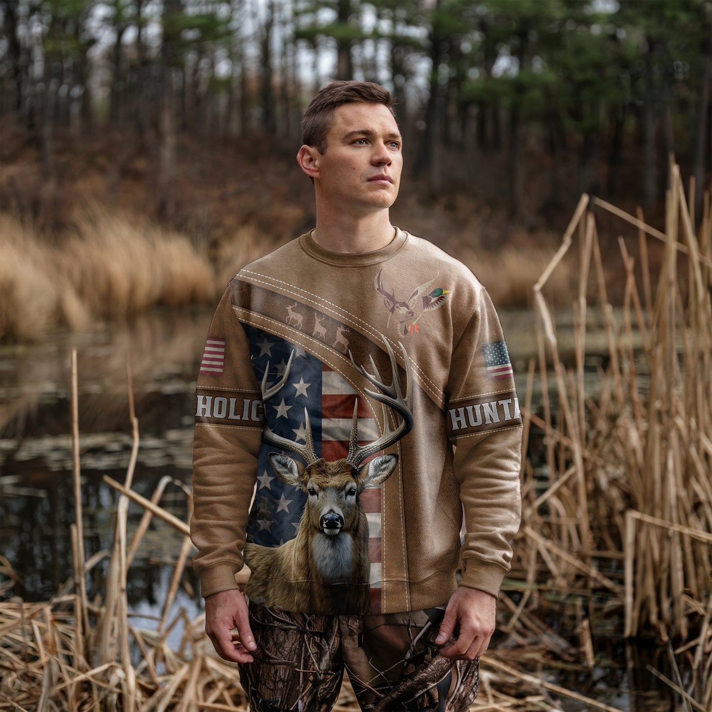 Patriotic Buck Hunter Sweatshirt - American Heritage - The Deerly