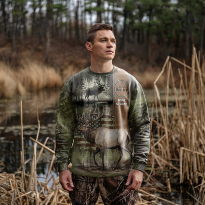 Elk Hunter Camo Sweatshirt - Born to Hunt - The Deerly