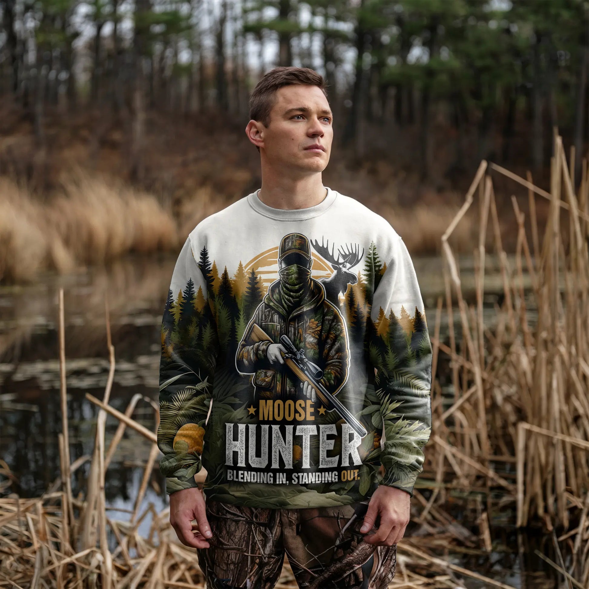 Moose Hunter: Wilderness Camo Sweatshirt - The Deerly