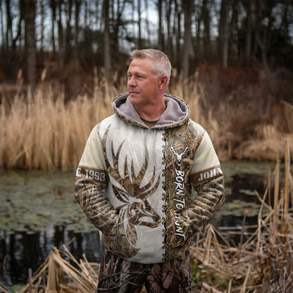 Personalized Deer Hunting Camo Hoodie - Born to Hunt