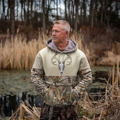 Born to Hunt Personalized Hoodie | Skull Deer & Grim Reaper for Bow Hunters