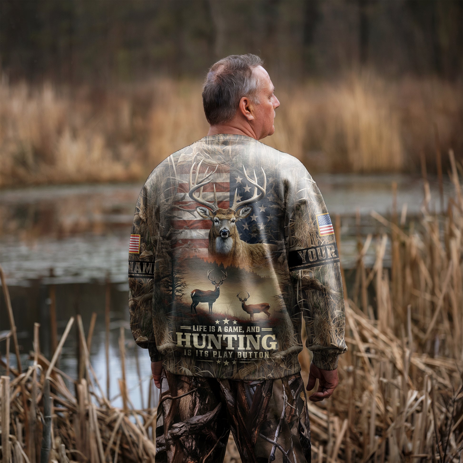 Life is a Game: Hunting Sweatshirt Personalized - The Deerly