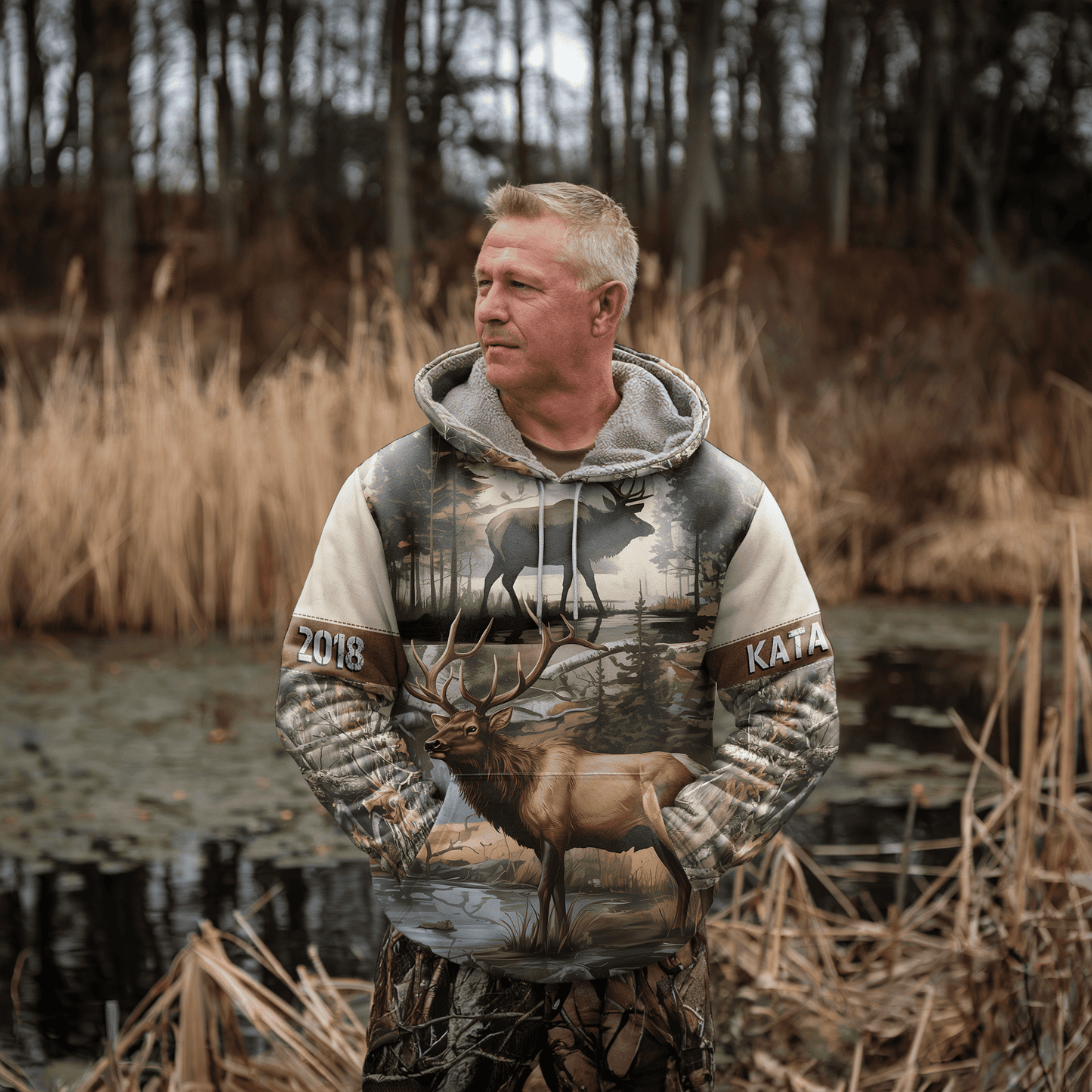 Whitetail Elk Wilderness Personalized Hoodie