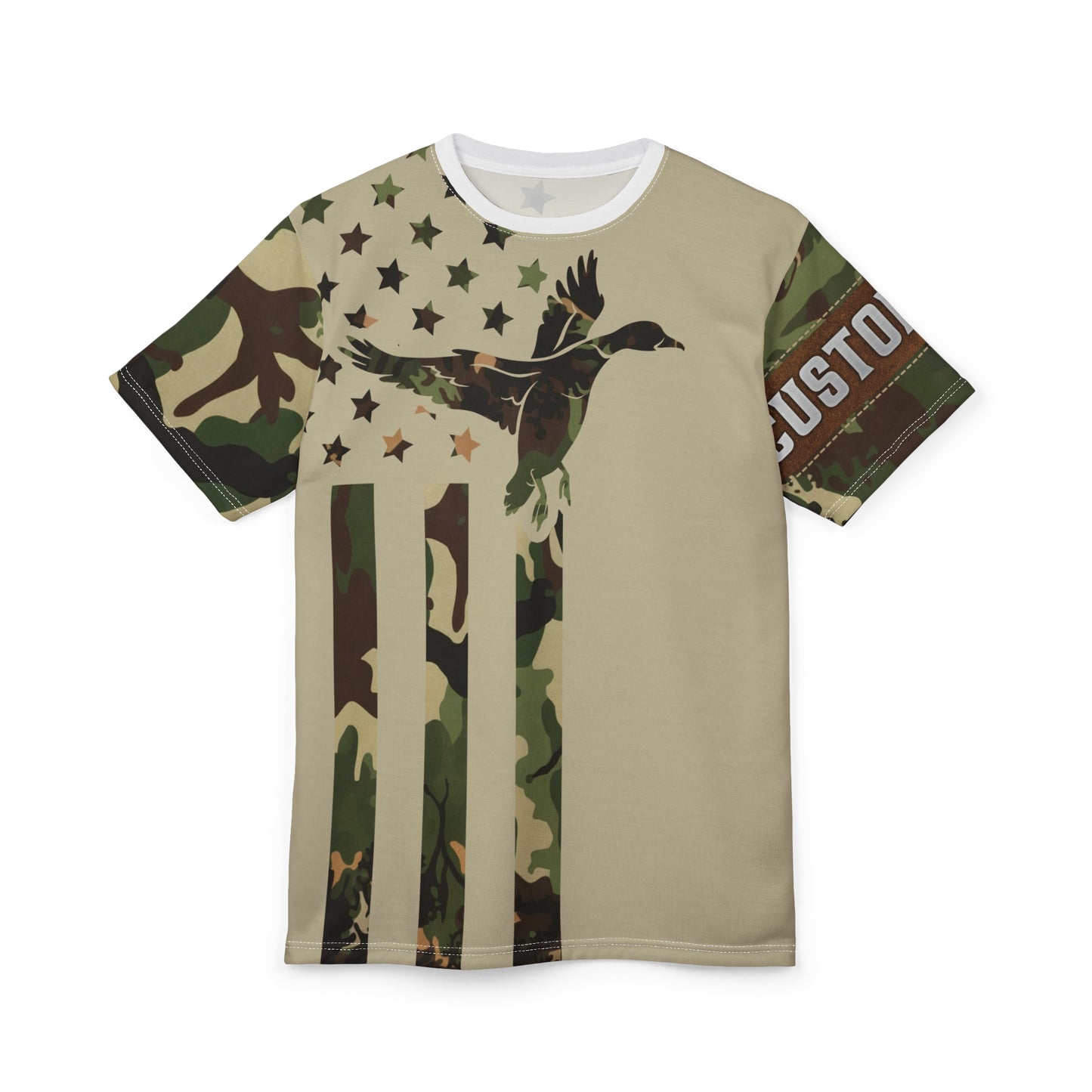 Camo Duck Flag Personalized Unisex Cut & Sew Tee