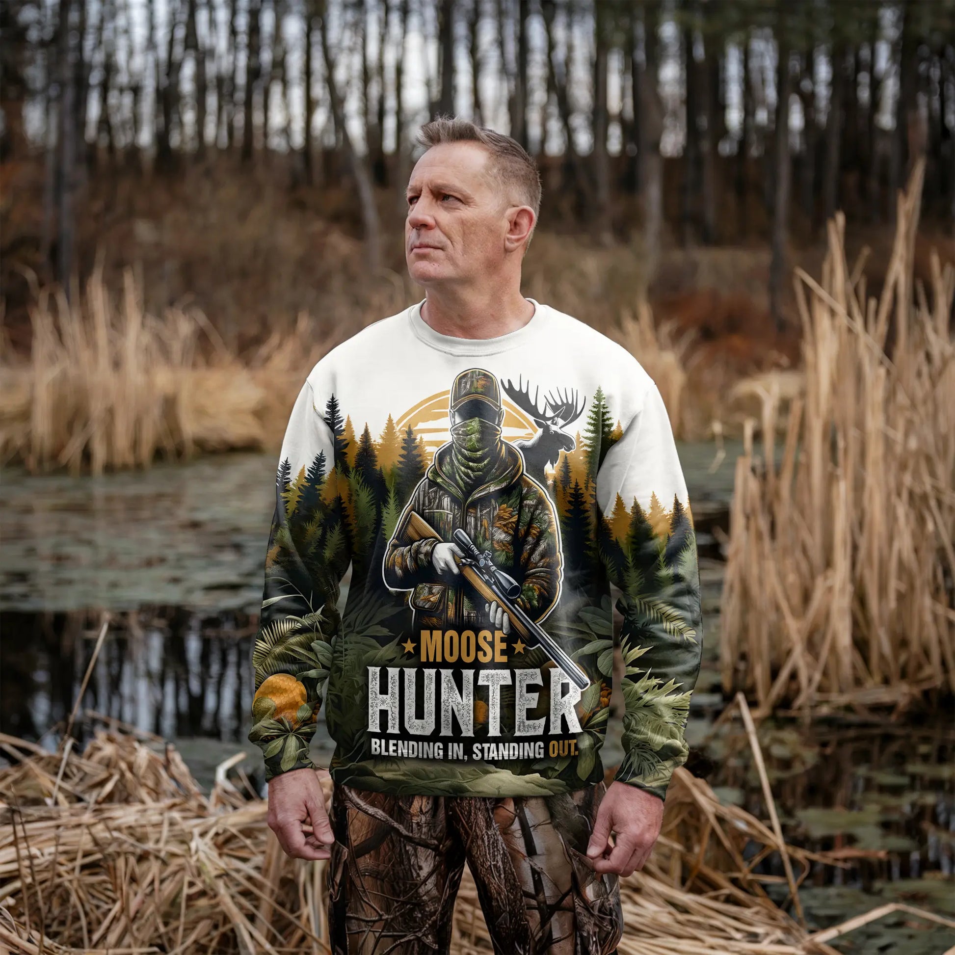 Moose Hunter: Wilderness Camo Sweatshirt - The Deerly