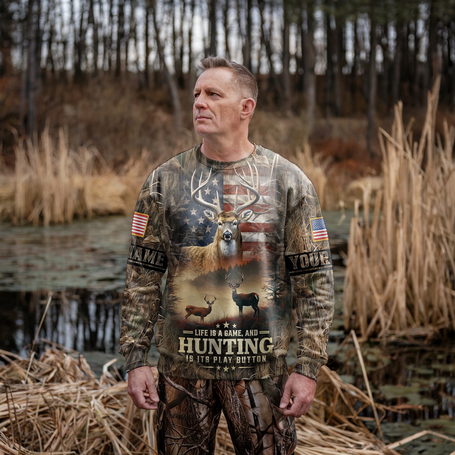 Life is a Game: Hunting Sweatshirt Personalized - The Deerly