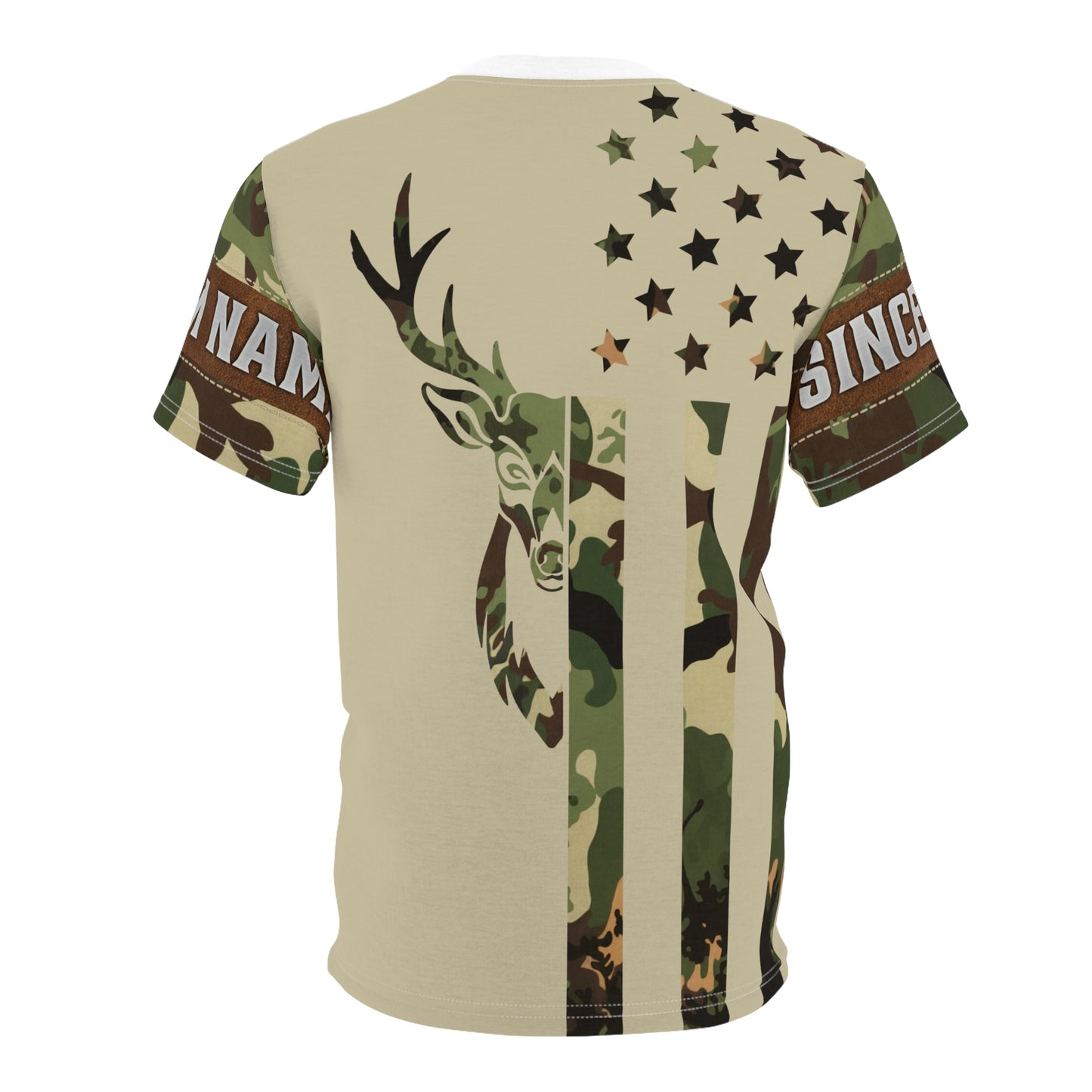 Camo Flag Buck Personalized Unisex Cut & Sew Tee