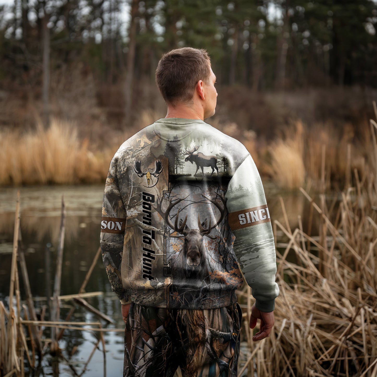 Born to Hunt: Majestic Moose Sweatshirt Personalized - The Deerly